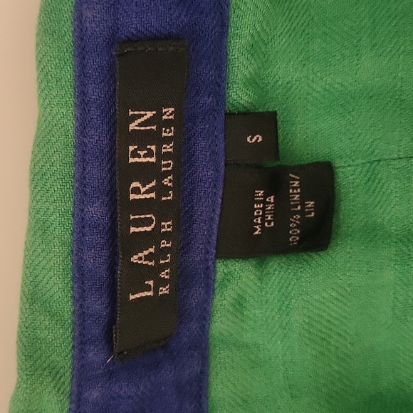 Lauren Ralph Lauren Linen Button Down Shirt 3/4 Sleeve sz S - Picture 6 of 8